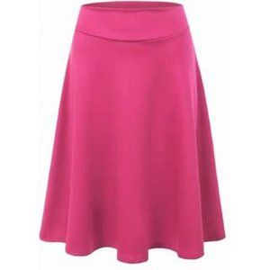 Doublju High Waist Midi A-Line Skirt (XL)
